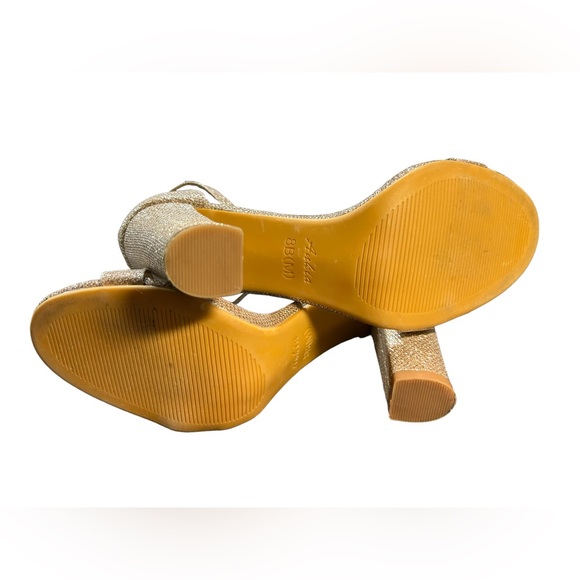 ANKIS gold glitter Open Toe Ankle Strap Chunky Heel Sandals 2.75” size 8M NWOB - Picture 8 of 14